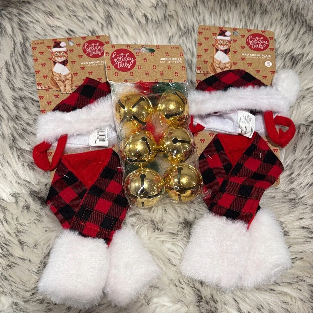 NWT Christmas Cat Accessories Bundle